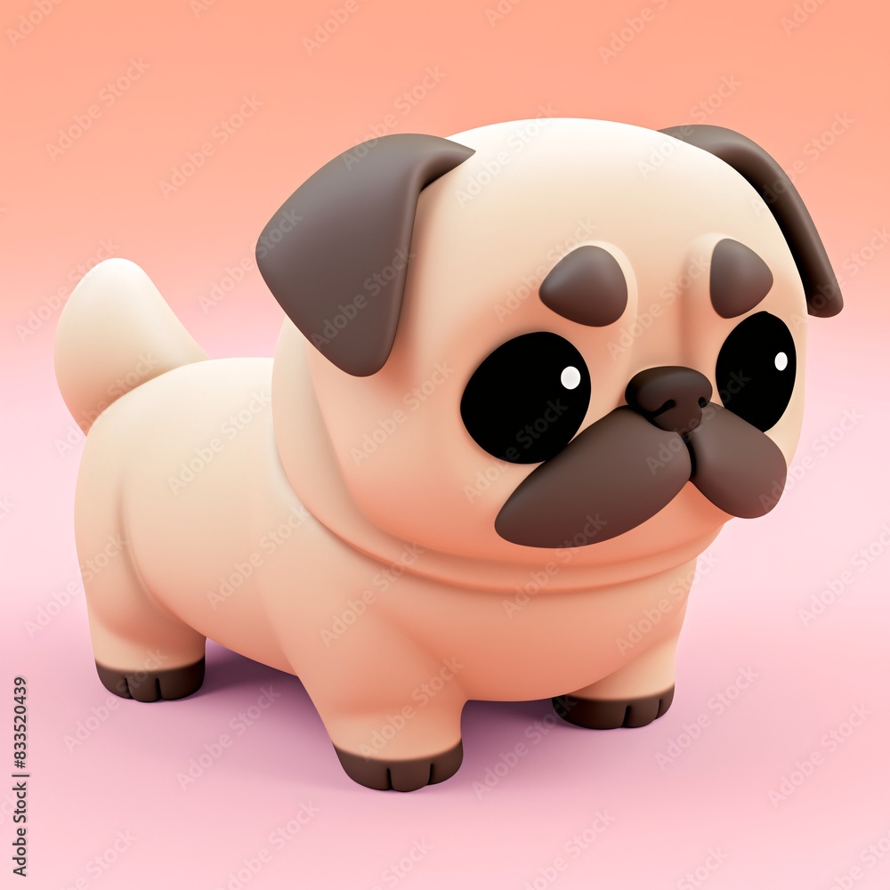 Pug 3d icon cartoon style Pug 3d icon cartoon style