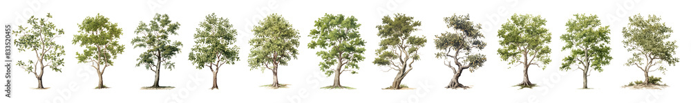 Tree Illustrations png cut out element set