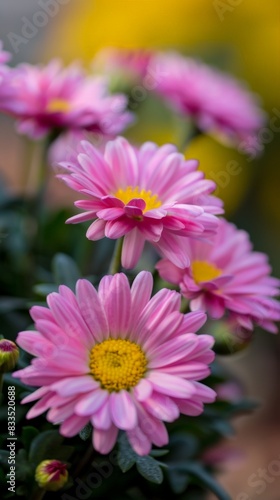 A close-up view of a cluster of pink flowers in full bloom