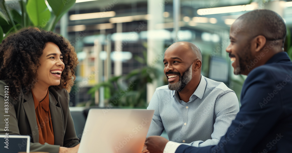 Business people colleagues discussing a new project together talking at a meeting in an office Business people colleagues discussing a new project together talking at a meeting in an office