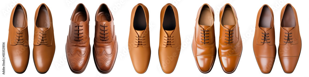 Brown leather shoes png cut out element set Brown leather shoes png cut out element set