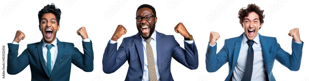 Energetic businessman png cut out element set