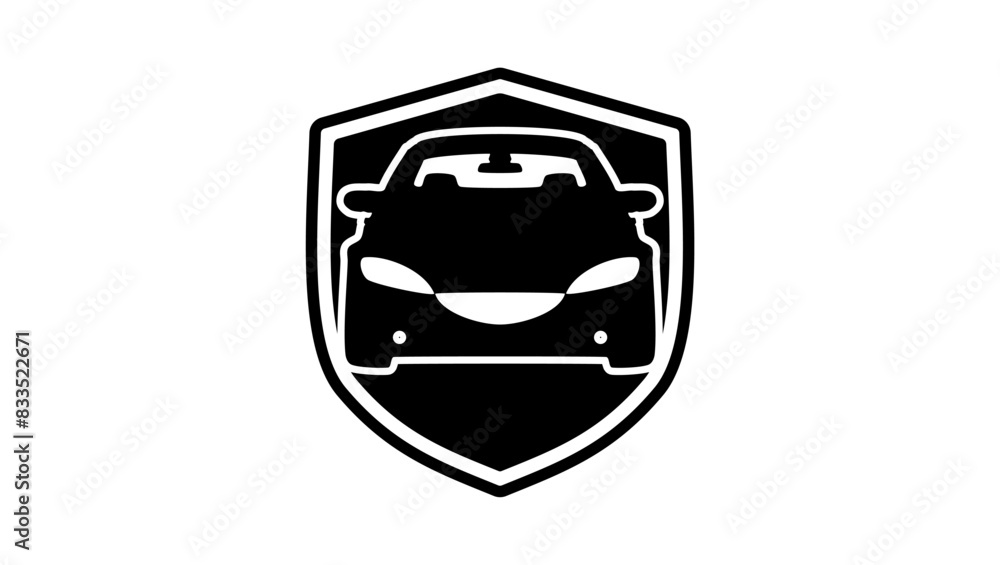 Auto insurance emblem, black isolated silhouette Auto insurance emblem, black isolated silhouette