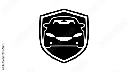 Auto insurance emblem, black isolated silhouette