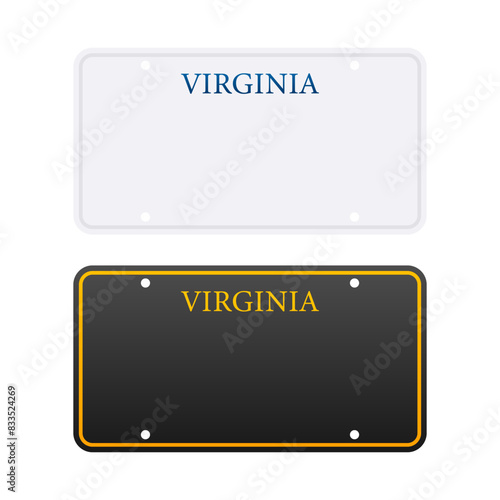 License plate of Virginia. Car number plate. Vector stock illustration