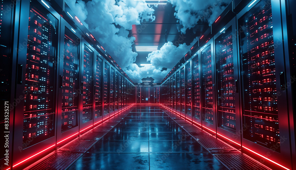 Fototapeta premium Secure Cloud Document Vault, image of a fortified cloud-based vault where documents are securely stored and accessed
