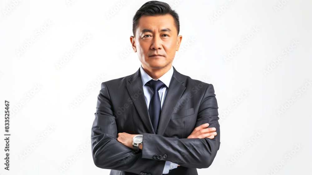 Chinese corporate man standing with his arms folded Chinese corporate man standing with his arms folded
