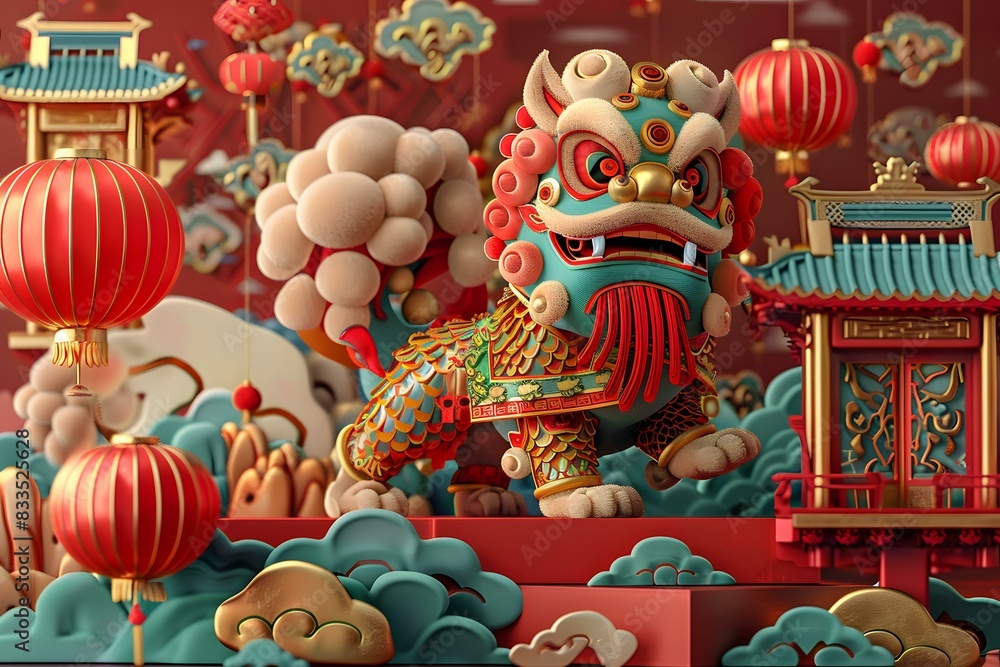 Fototapeta premium Lion Dance Celebrating the New Year