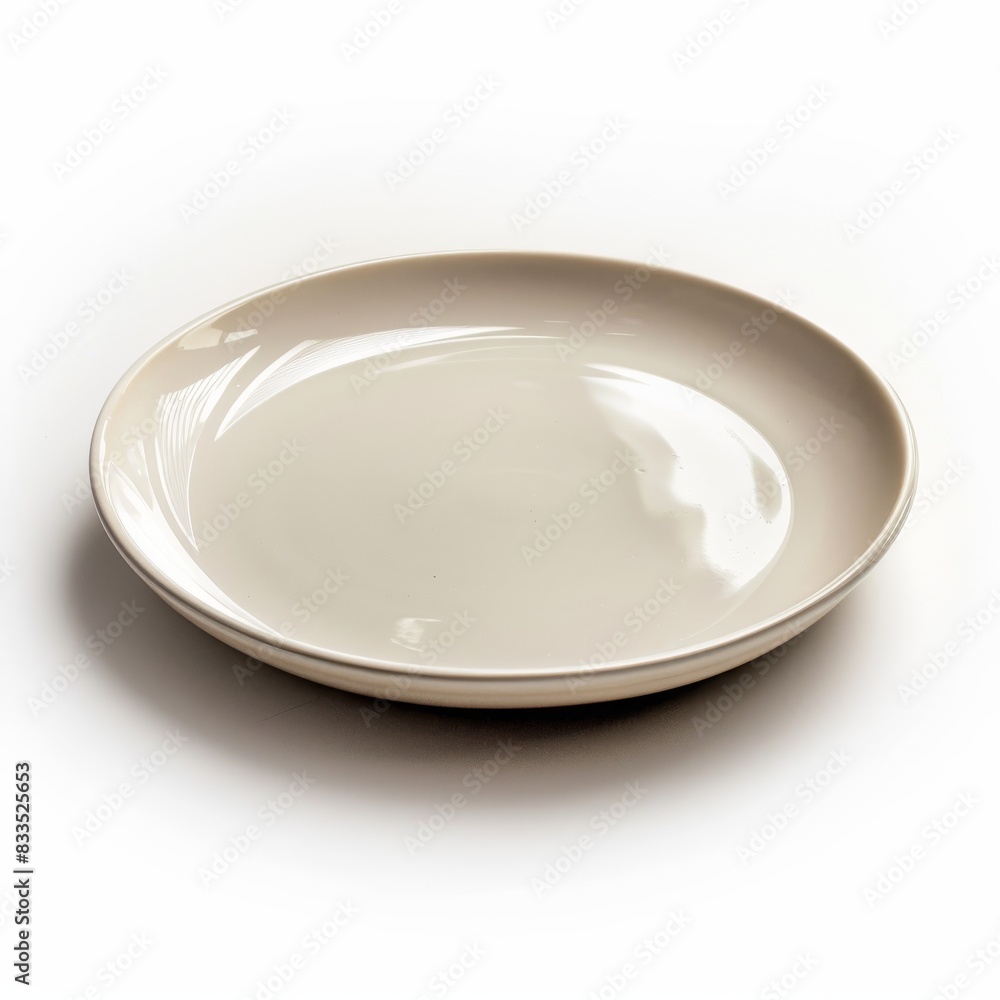 isolated white plate on a white background. minimalist concept. isolated white plate on a white background. minimalist concept.