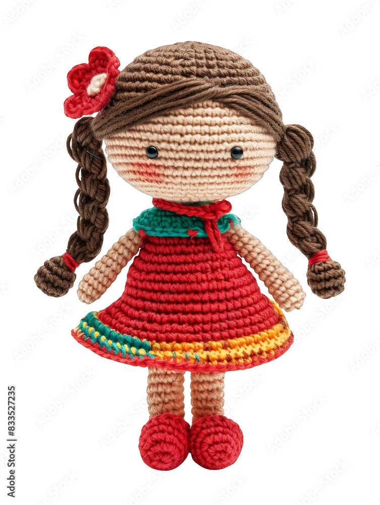 Handmade Crochet Girl Doll cut out transparent isolated on white background PNG file Handmade Crochet Girl Doll cut out transparent isolated on white background PNG file