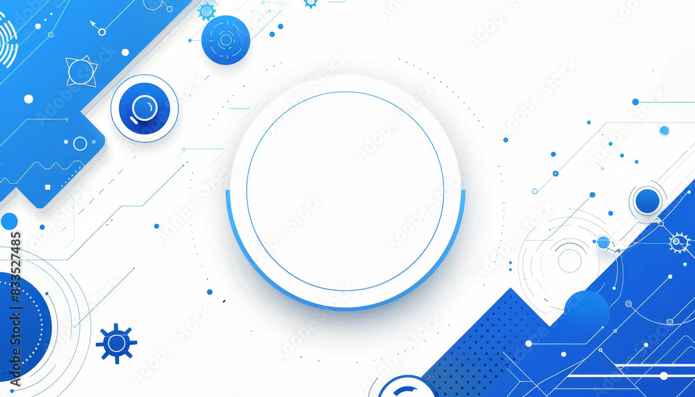 Obraz premium A white circle with a lot of lines and dots surrounding it by AI generated image