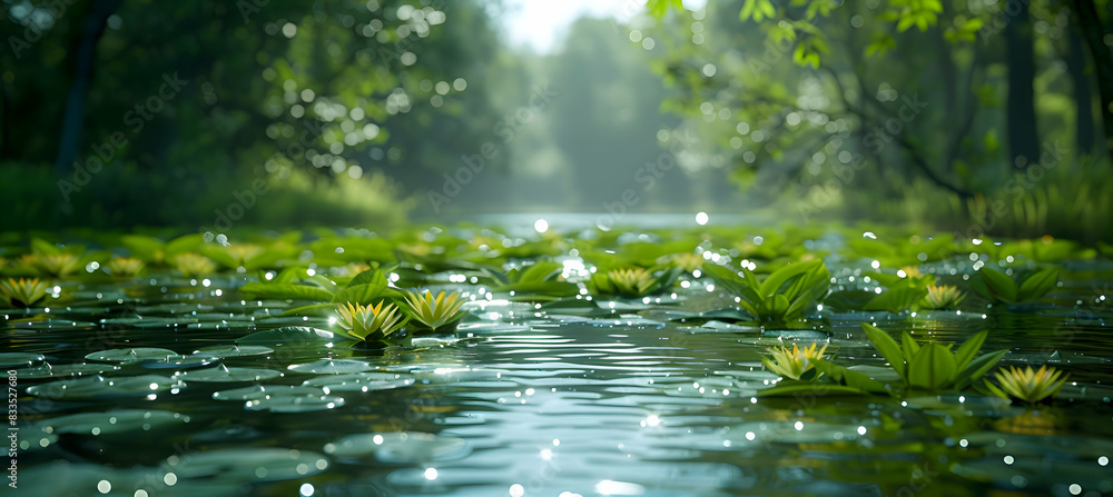 A close-up of nature swamp flora, the details of the plants and water captured in stunning clarity A close-up of nature swamp flora, the details of the plants and water captured in stunning clarity