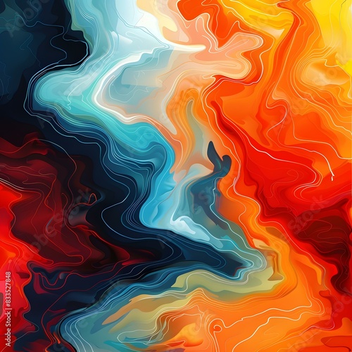 Abstract Swirling Colors and Lines