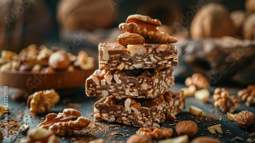 Walnut stack tasty treats close up picture photo