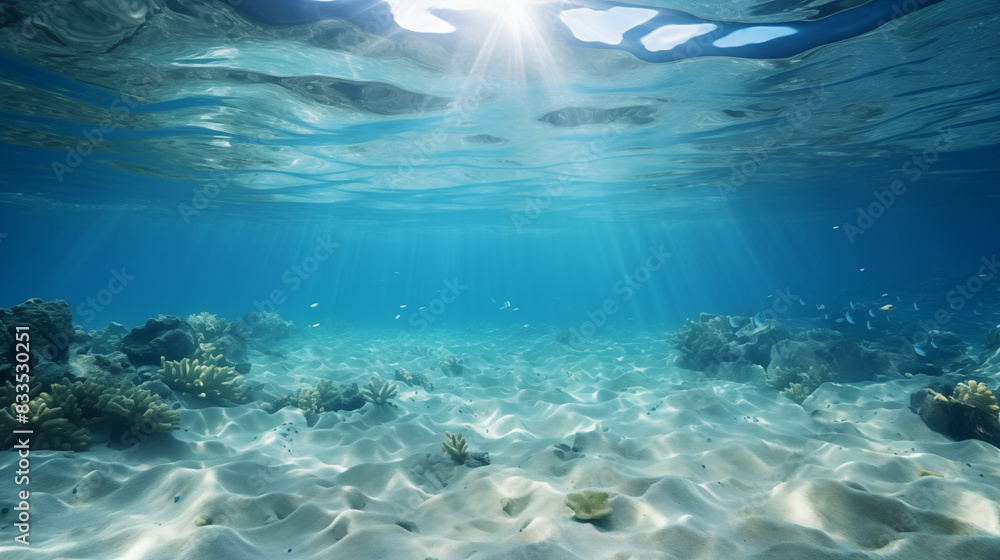 Fototapeta premium Tranquil underwater scene with copy space