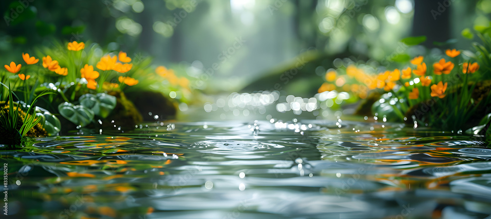 A close-up of nature water hole flora, the details of the plants and water captured in stunning clarity A close-up of nature water hole flora, the details of the plants and water captured in stunning clarity