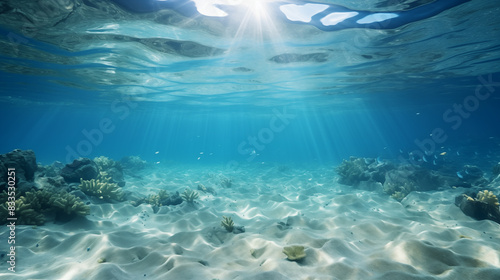 Tranquil underwater scene with copy space