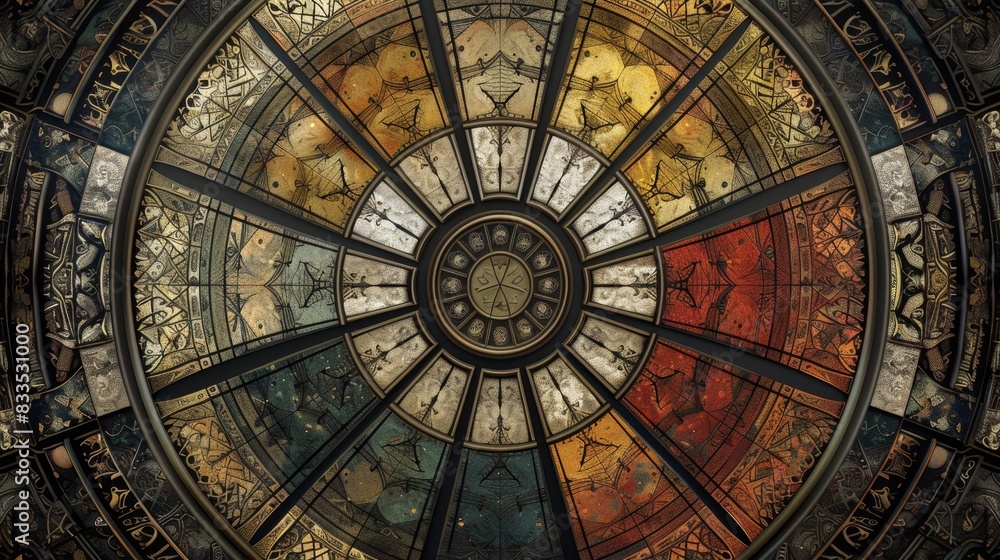 Fototapeta premium Intricate Vintage Astronomical Clock Face Detail