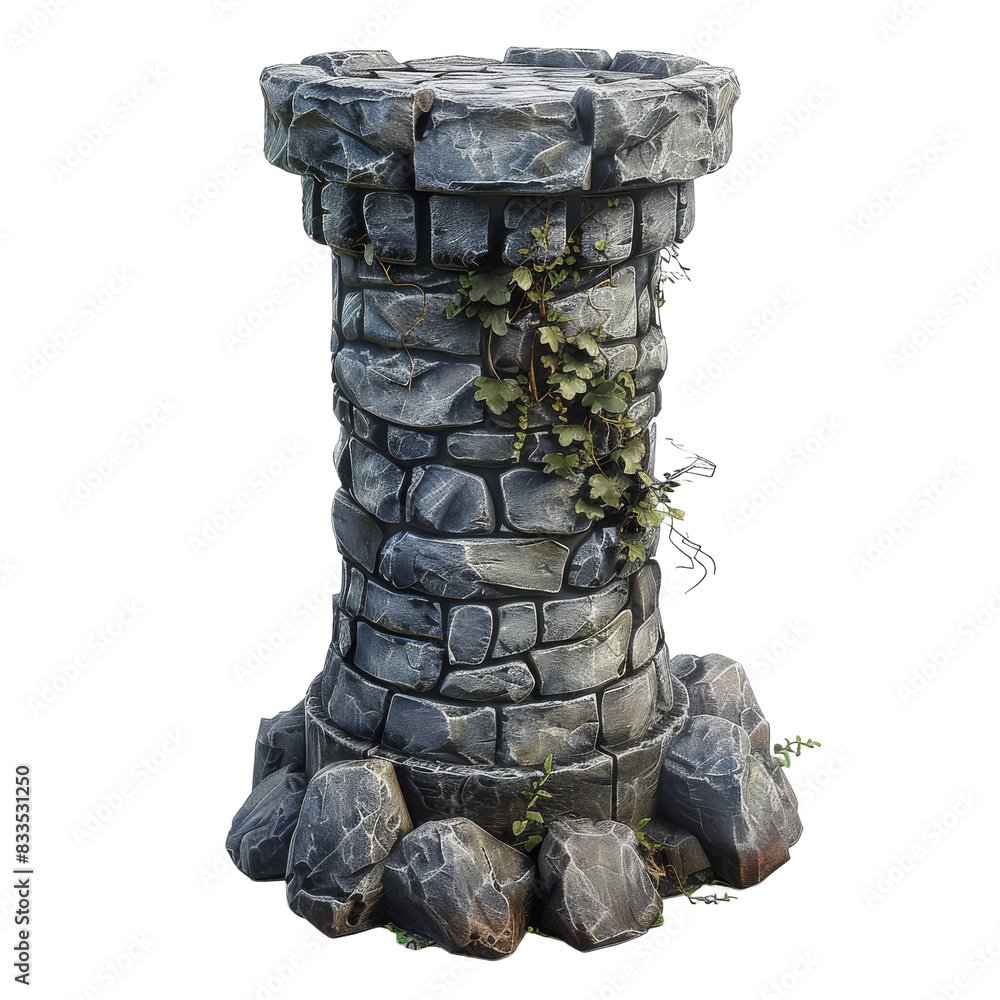 Naklejka premium [Transparent Background PNG]Ancient Stone Tower with Vines