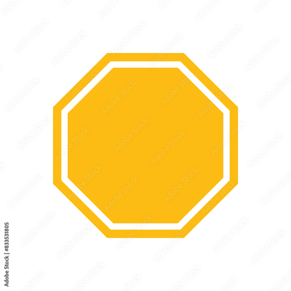 Yellow blank stop sign vector illustration. empty yellow stop sign on white background. traffic sign Yellow blank stop sign vector illustration. empty yellow stop sign on white background. traffic sign