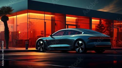 Brand-less generic concept car in the city © Darcraft