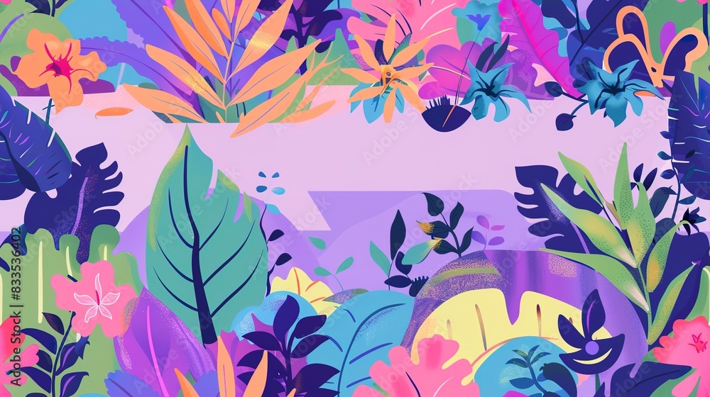 Exotic garden flat design side view garden theme cartoon drawing Tetradic color scheme . Seamless Pattern, Fabric Pattern. Exotic garden flat design side view garden theme cartoon drawing Tetradic color scheme . Seamless Pattern, Fabric Pattern.