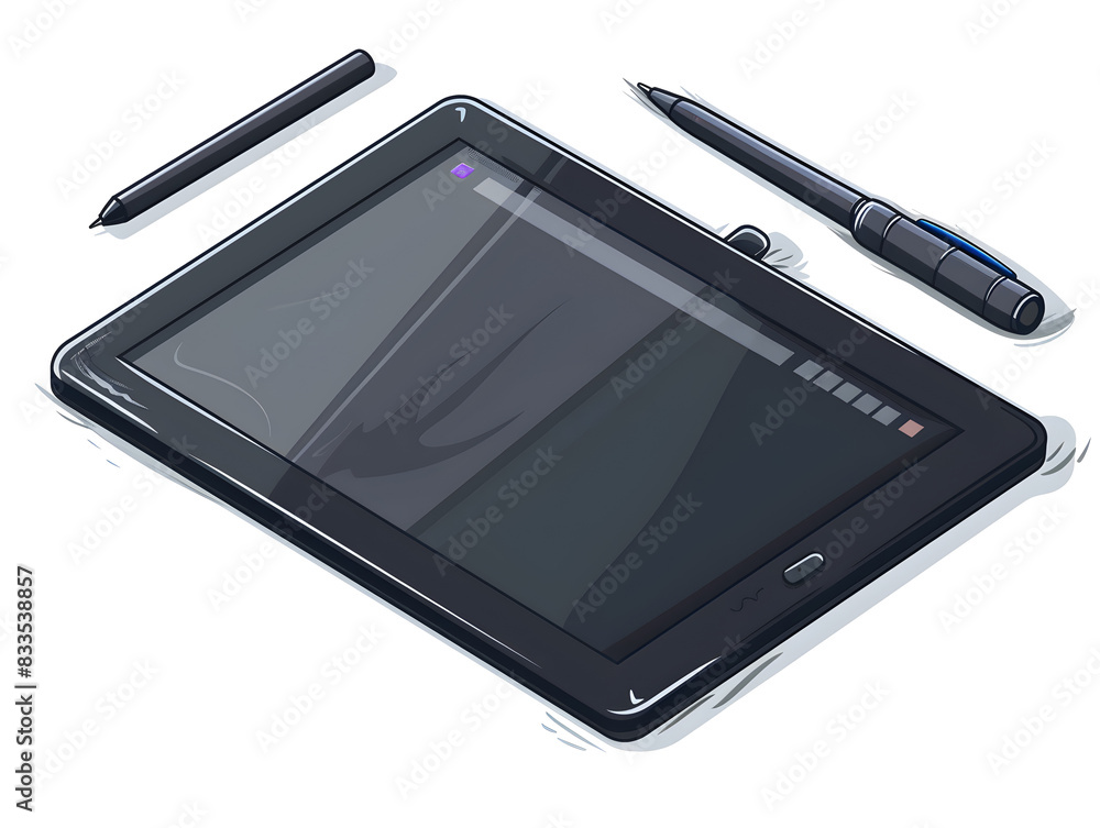 Graphic designer's essential tool, a digital pen tablet, used for precise and creative artwork. Graphic designer's essential tool, a digital pen tablet, used for precise and creative artwork.