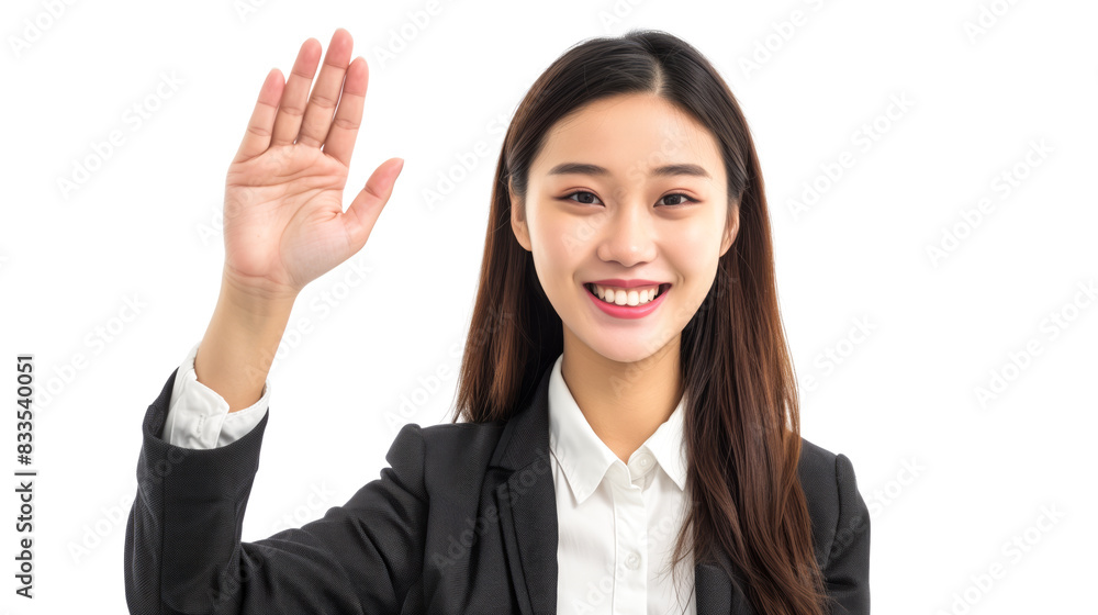 Chinese corporate woman giving a high-five Chinese corporate woman giving a high-five