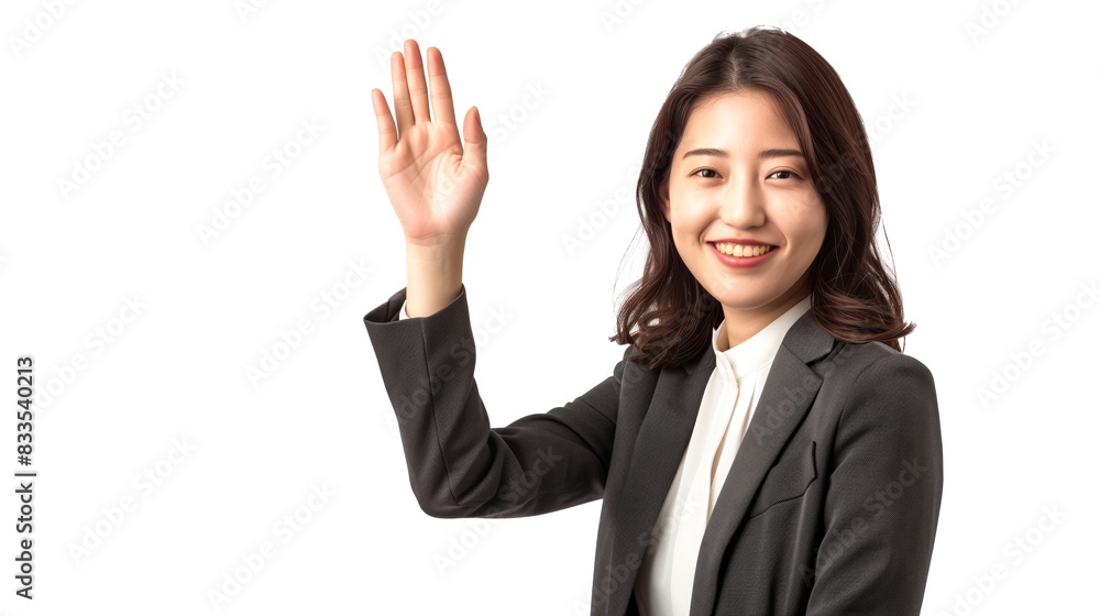 Chinese corporate woman giving a high-five Chinese corporate woman giving a high-five