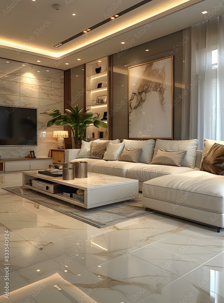 Fototapeta premium Modern minimalist living room