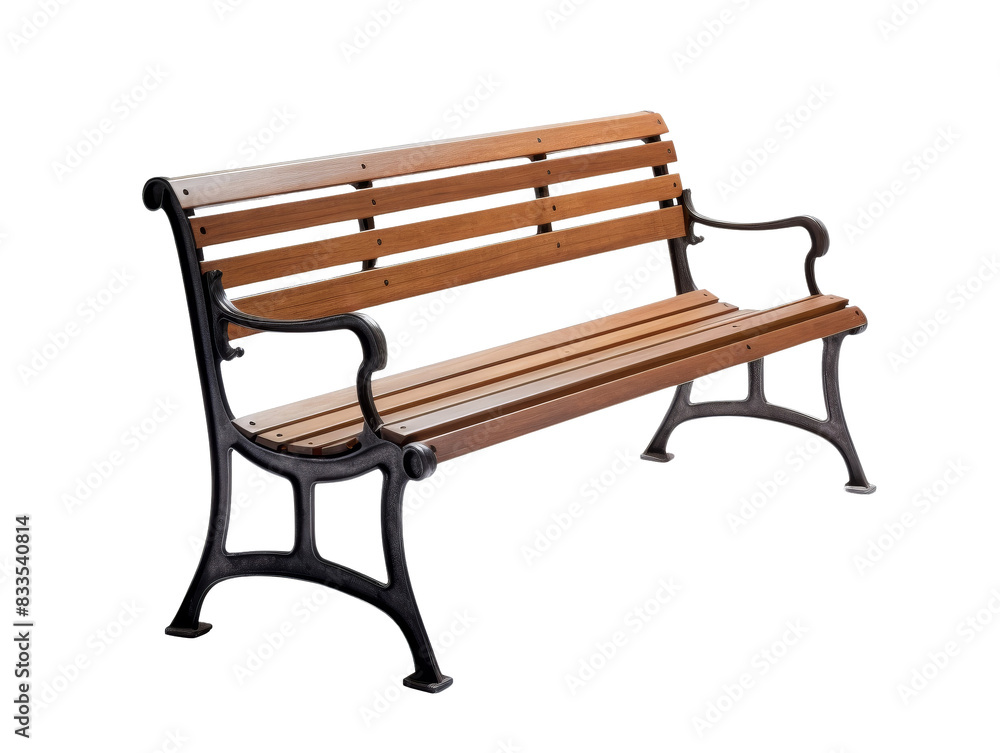 Minimalist Thin Wooden Park Bench in Outdoor Setting cut out transparent isolated on white background PNG file Minimalist Thin Wooden Park Bench in Outdoor Setting cut out transparent isolated on white background PNG file