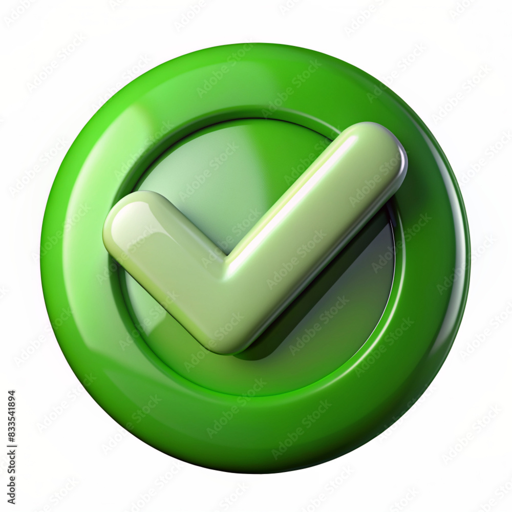 green volumetric 3 d consent check mark on green circle isolated on white background, approval concept green volumetric 3 d consent check mark on green circle isolated on white background, approval concept