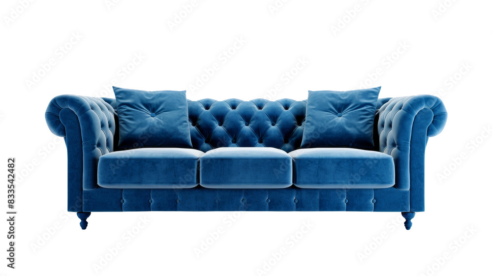 Modern Blue Sofa Stylish and Comfortable Living Room Furniture cut out transparent isolated on white background PNG file Modern Blue Sofa Stylish and Comfortable Living Room Furniture cut out transparent isolated on white background PNG file