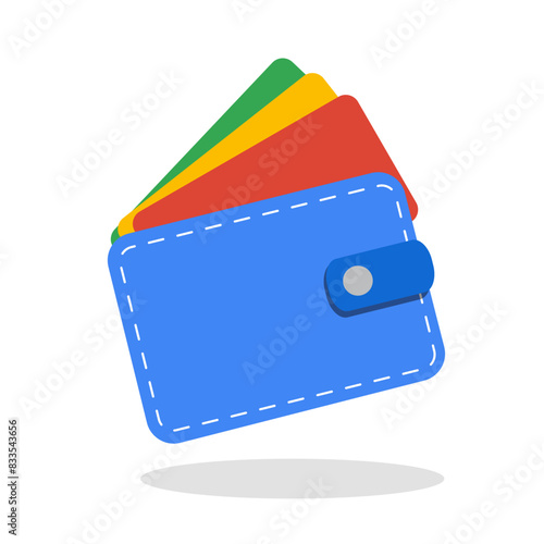 Wallet | Flat icon design, flat design illustration of wallet with credit cards, payment by credit card vector on igloo background