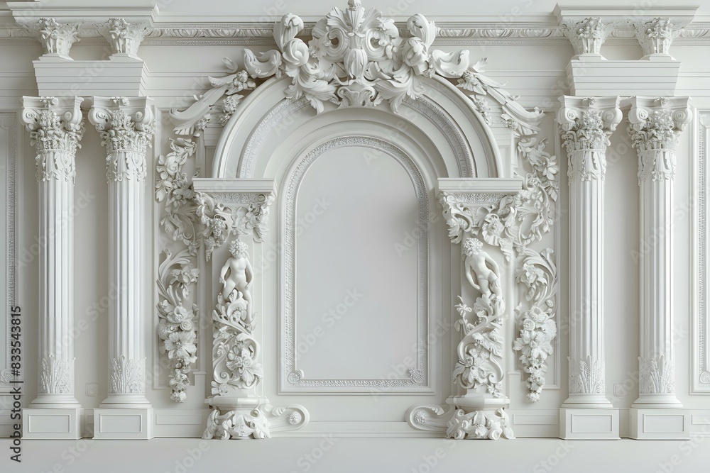 Naklejka premium White wall with arch and columns