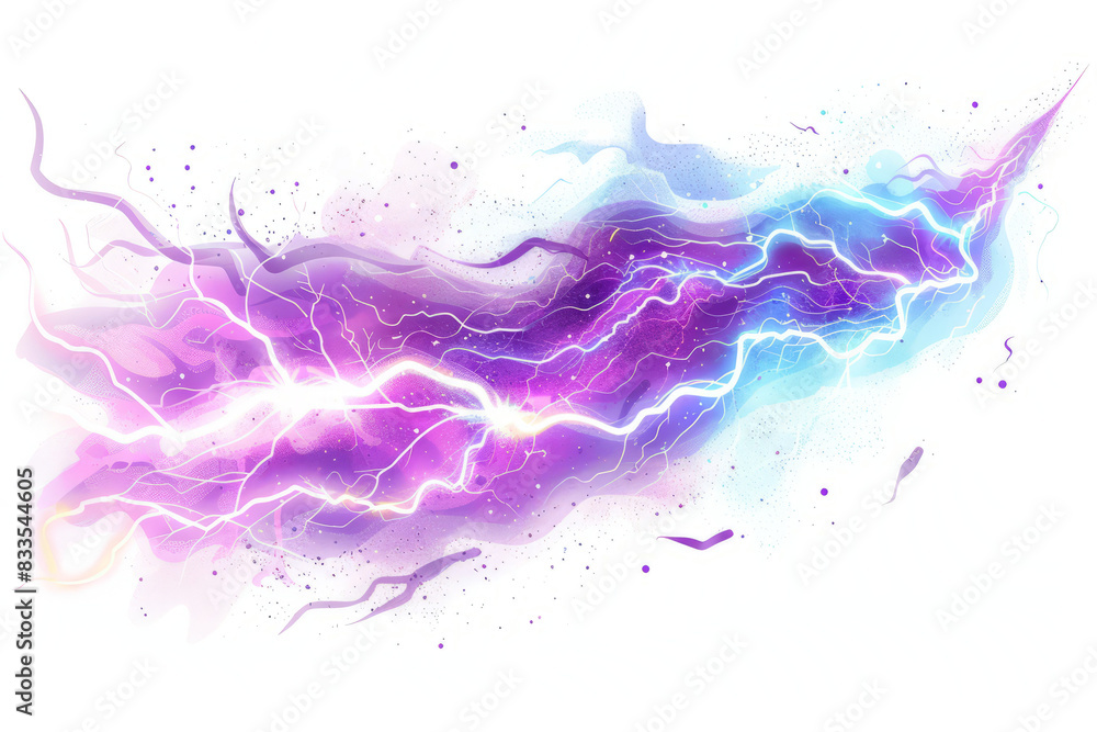 dynamic of a lightning strike with vivid electric arcs and a stark white background. dynamic of a lightning strike with vivid electric arcs and a stark white background.