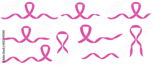 Breast cancer pink ribbon vector with transparent background 