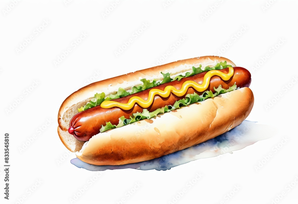 custom made wallpaper toronto digitalWatercolour drawing of a hot dog on a white background