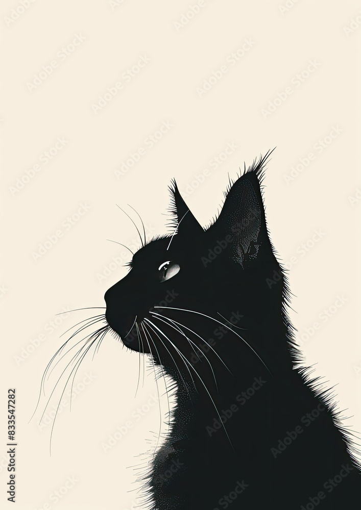 Abstract Cat Silhouette in Black and Red Abstract Cat Silhouette in Black and Red