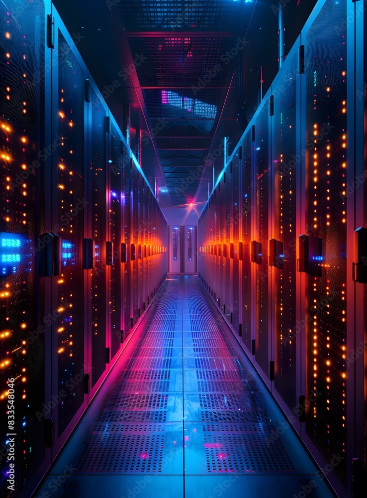Server room with colorful lights Server room with colorful lights