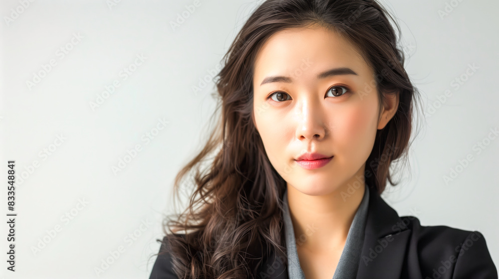 Chinese corporate woman with a pensive look Chinese corporate woman with a pensive look