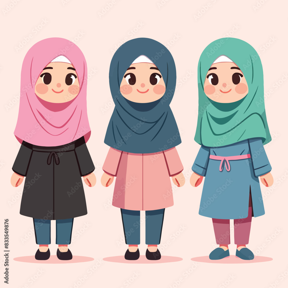 cartoon characters of cute and beautiful women wearing hijabs cartoon characters of cute and beautiful women wearing hijabs