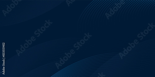 Abstract shining blue curved lines on blue background.