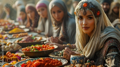 Minimalist Festive Eid AlAdha Family Feast with Ornate Table Settings photo