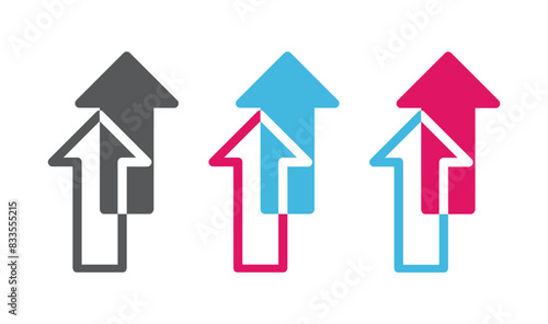 Two arrows symbol of partnership, teamwork, icon, vector.