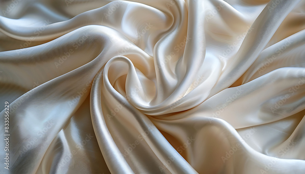 Obraz premium Luxurious ivory silk fabric with smooth texture and elegant drapery, arranged in gentle curves and folds, showcasing its glossy sheen