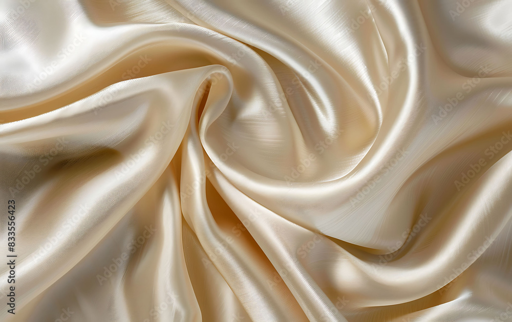 Ivory silk fabric draped in gentle folds and curves, showcasing its luxurious, smooth, and glossy texture Ivory silk fabric draped in gentle folds and curves, showcasing its luxurious, smooth, and glossy texture