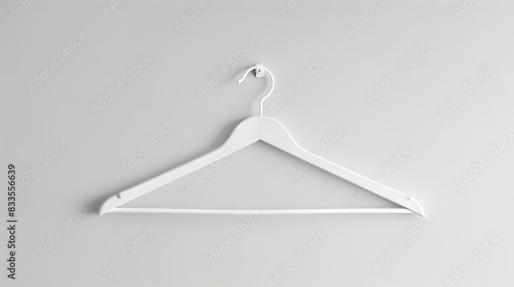 White Clothes Hanger on Plain White Wall. Concept of Organization, Minimalism, Simplicity, Interior Design White Clothes Hanger on Plain White Wall. Concept of Organization, Minimalism, Simplicity, Interior Design