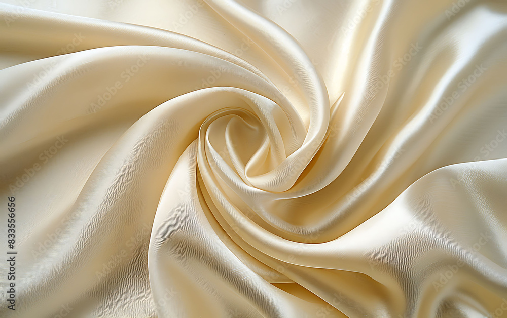 Ivory silk fabric draped in gentle folds and curves, showcasing its luxurious, smooth, and glossy texture Ivory silk fabric draped in gentle folds and curves, showcasing its luxurious, smooth, and glossy texture