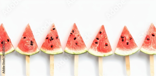 Watermelon slice on a popsicle stick  summer concept.